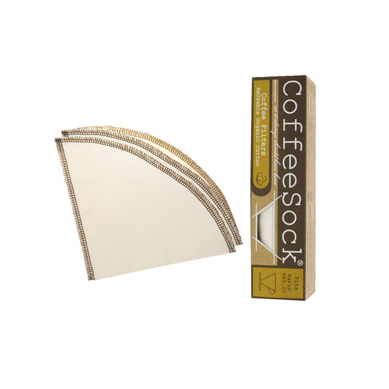 CoffeeSock Reusable Filters Made To Fit Hario v60-02 Style - GOTS Certified Organic Cotton Reusable Coffee Filters,Natural (V60-02) - Image 3